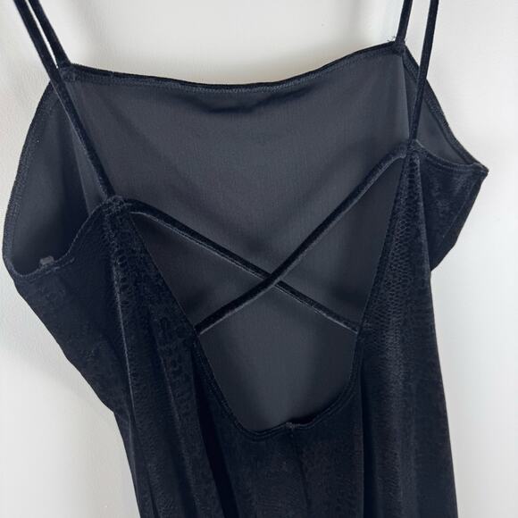 Vintage 90s Y2K PS PerSeption Spaghetti Strap Textured Black Slip Dress ~ Large - Picture 6 of 12